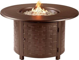 44 Round Aluminum 55000 BTUs Propane Woven Fire Table with 2 Covers - - Oakland Living