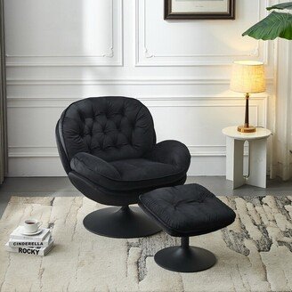 Siavonce Swivel Leisure Chair Lounge Chair Velvet Sofa and Ottoman Set