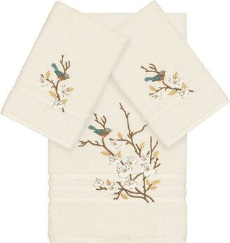 Turkish Cotton Spring Time 3Pc Embellished Bath & Hand Towel Set-AD