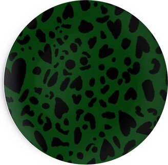 Salad Plates: Heart Cheetah Large Salad Plate, Green