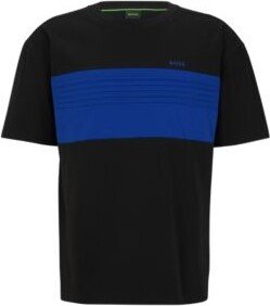 Cotton-blend relaxed-fit T-shirt with color-blocking