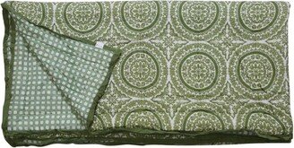 Timbergirl cotton handprinted green circle quilt with 2 shams