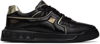 Black & Gold One Stud Low-Top Sneakers