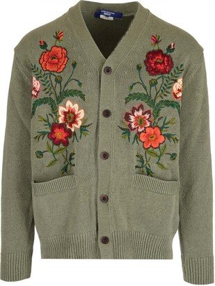 Floral Embroidered Knit Cardigan