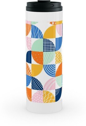 Travel Mugs: Modern Quilt Pattern - Multi Stainless Mug, White, 16Oz, Multicolor