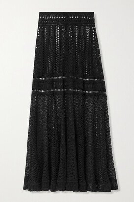 Crocheted Linen, Cashmere And Silk-blend Maxi Skirt - Black