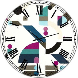 Designart Circe Composition in Pink Green and Black Iii Large Mid-Century Wall Clock - 36 x 36