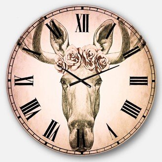 Designart Moose Oversized Round Metal Wall Clock - 36 x 36