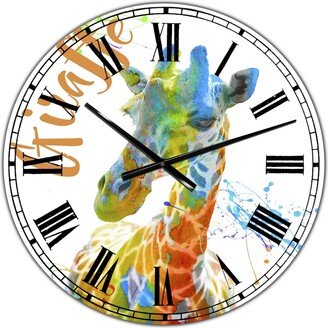 Designart Colorful Safari Animals D Large Cottage Wall Clock - 36