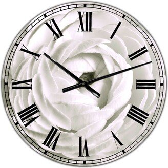 Designart White Rannunculus Close Up Large Cottage Wall Clock - 38