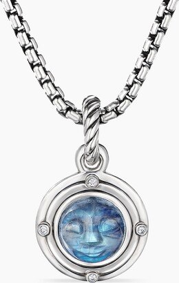 Moon Amulet in Sterling Silver with Rainbow Moonstone and Diamonds Women's