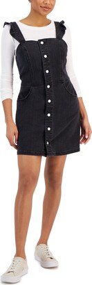 Juniors' Ruffle-Strap Button-Front Denim Dress, Created for Macy's