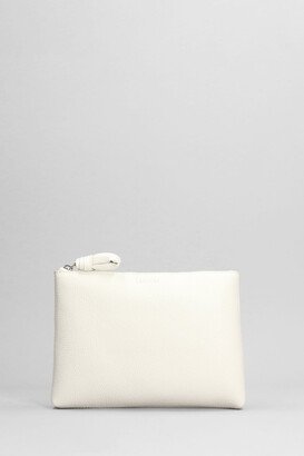 Small Pouch Clutch In White Leather