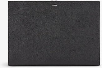 Noir / Gris Logo-print Grained-leather Portfolio Case