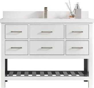 Parker 48 In. W X 22 D Single Sink Bathroom Vanity in White With Quartz Or Marble Countertop | Modern Vanity Premium Q