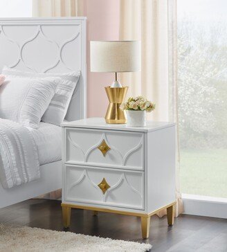 Emma 2 Drawer Nightstand in White and Gold by Martin Svensson Home