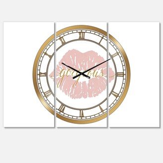 Designart Glam 3 Panels Metal Wall Clock