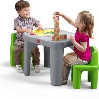 Austiom Leading LLC Kids Plastic Table and Chairs Set, Gray & Green