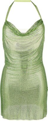 Crystal-Embellished Halterneck Mini Dress