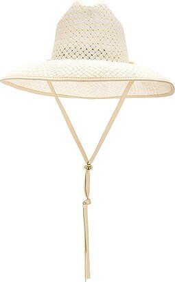 Straw Checkered Hat in Ivory