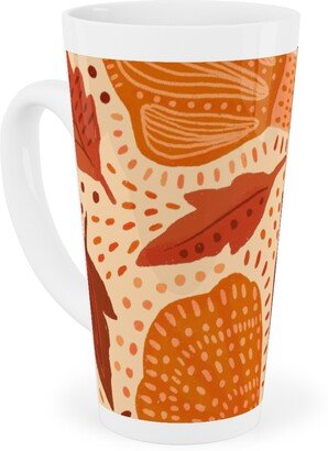 Mugs: Autumn Mushrooms And Fallen Leaves Tall Latte Mug, 17Oz, Orange