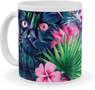 Mugs: Summer Floral Cats - Multi Ceramic Mug, White, 11Oz, Multicolor