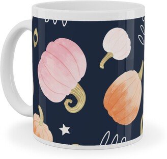 Mugs: Pastel Pumpkins Halloween Party Boo Ceramic Mug, White, 11Oz, Orange