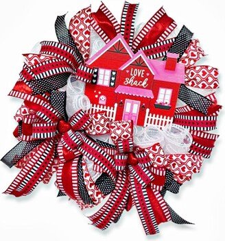 Love Shack Valentine's Day Wreath, Whimsical Wreath For Front Door, Romantic Valentine Door Decor, Fun