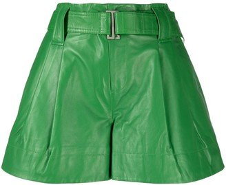 Belted Pleat-Detail Shorts