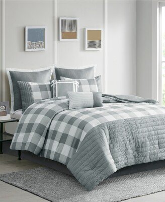 Closeout! Georgetown Gingham Pieced 8 Piece Comforter Set, Queen