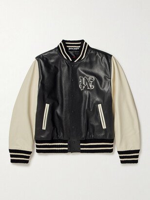 Appliquéd Leather Varsity Jacket