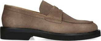 Bank penny-slot suede loafers