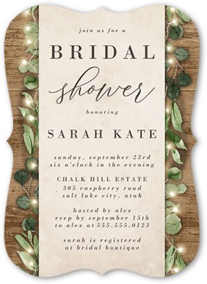 Bridal Shower Invitations: Fairy Lit Bridal Shower Invitation, Brown, 5X7, Matte, Signature Smooth Cardstock, Bracket