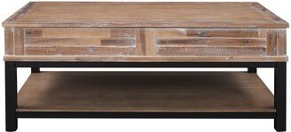 Caden Home Inc Brown Large Rectangle Wood Coffee Table with Lift Top Cocktail Table Bottom Shelf