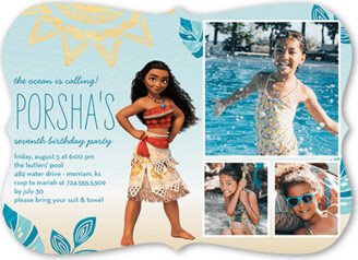 Kids Birthday Invitations: Disney Moana Celebration Birthday Invitation, Blue, 5X7, Pearl Shimmer Cardstock, Bracket