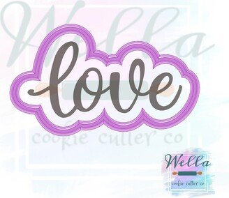 Love Text Cookie Cutter With Optional Stencil, Bridal