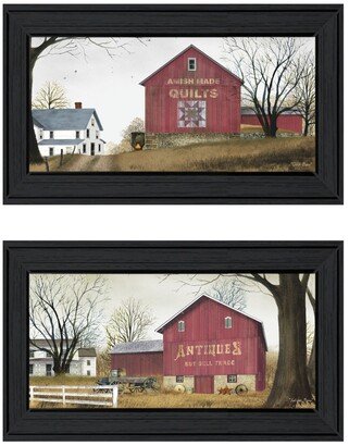 Antique Barn Quilt Barn 2-Piece Vignette by Billy Jacobs, Black Frame, 21