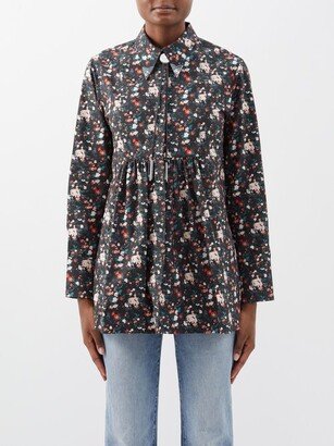 Rabanne Rose Garden-print Cotton-poplin Shirt