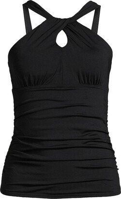 Plus Size Chlorine Resistant High Neck to One Shoulder Multi Way Tankini Swimsuit Top