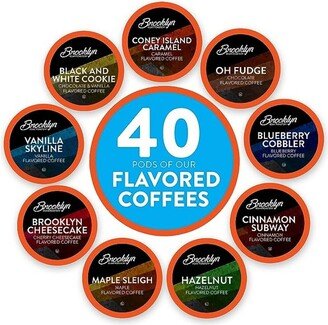 Brooklyn Bean Roastery Brooklyn Beans Flavored Coffee Pods, Keurig compatible, Variety Pack, 40 Count