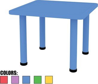2xhome Adjustable Height Kids Plastic Activity Table Metal Leg Square Toddler Child Preschool Home Desk Dining Kitchen Blue