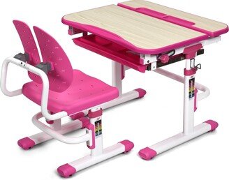 Children Desk Chair Set Adjustable Study Table Drawer Winged