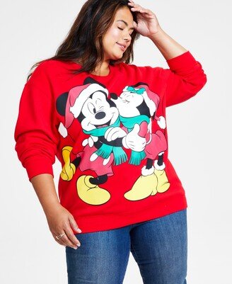 Trendy Plus Size Kissing Minnie & Mickey Sweatshirt