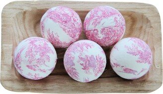 Pink Toile French Country Inspired Bowl Fillers. Decorator Rag Balls