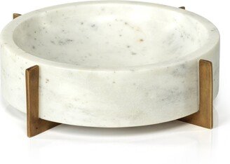 Catania White Marble Bowl on Metal Base