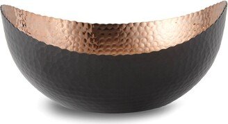 Curata Large Black Finish with Copper-Tone Interior Hammered Eclipse Bowl