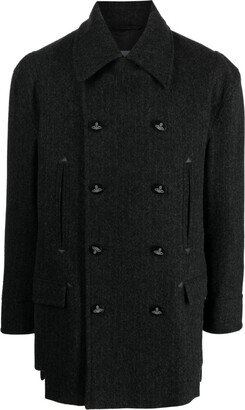 Orb-button double-breasted peacoat