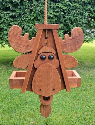 Bird Feeder - Hanging Moose Easy To Fill Amish Handmade Feeders For The Outdoor