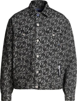 KARL LAGERFELD JEANS Klj Monogram Denim Jacket Denim Outerwear Grey