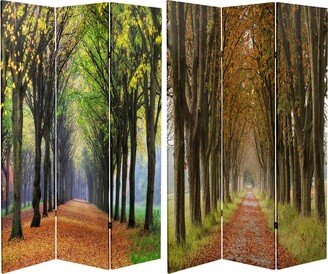 Handmade 6' Double Sided Autumn Footpath Canvas Room Divider